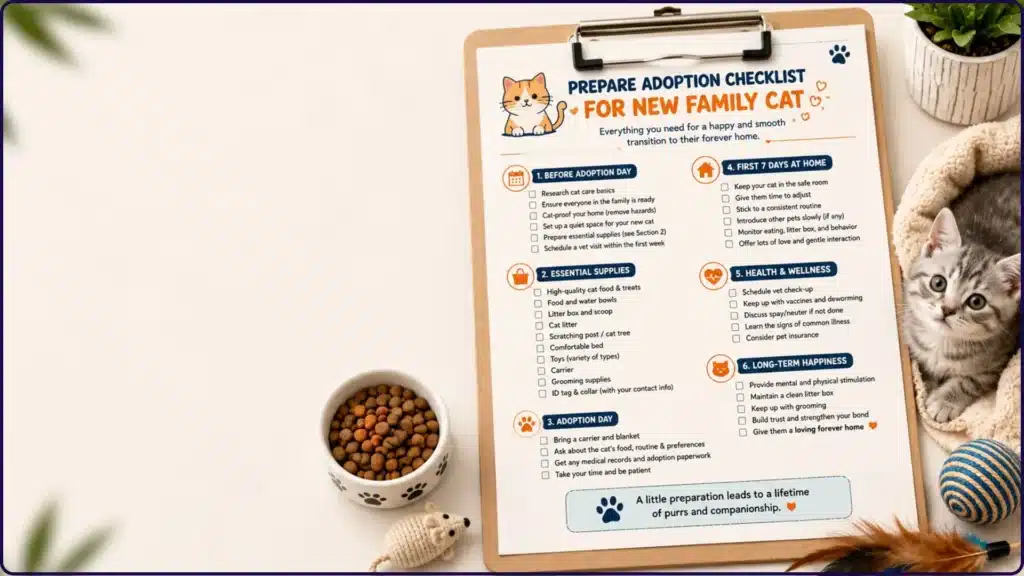 Prepare adoption checklist for new family cat